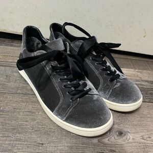 Sam Edelman Marlow Grey Velvet Ribbon laces tennis shoes sneakers